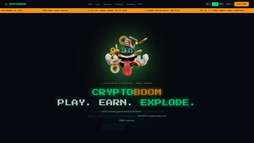 Homepage snapshot at launch