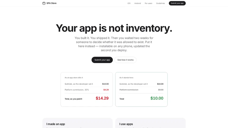 Homepage snapshot at launch