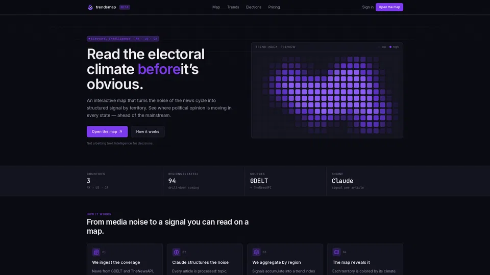 Homepage snapshot at launch