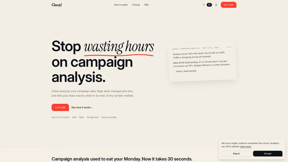 Homepage snapshot at launch