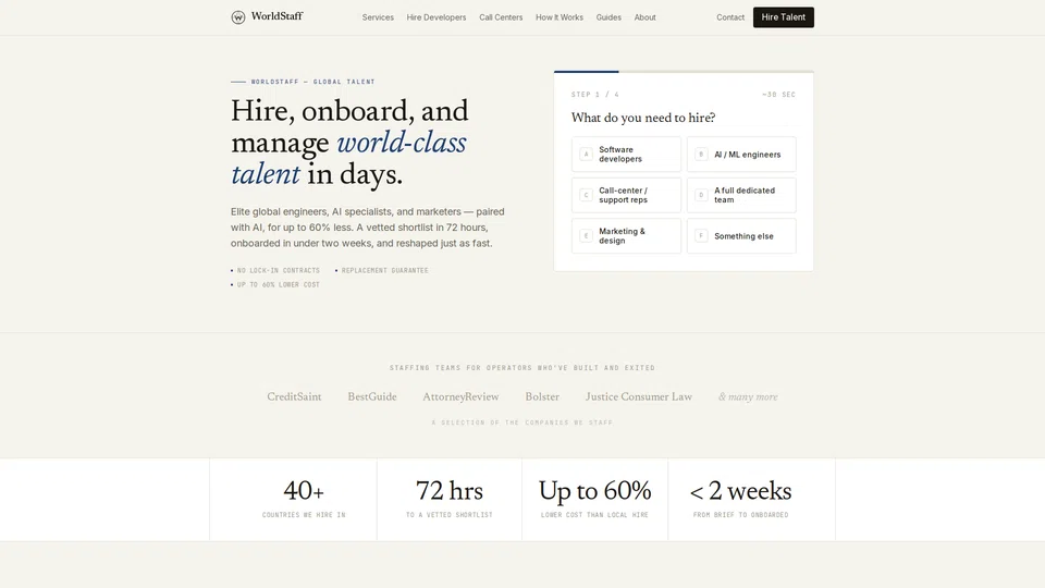 Homepage snapshot at launch