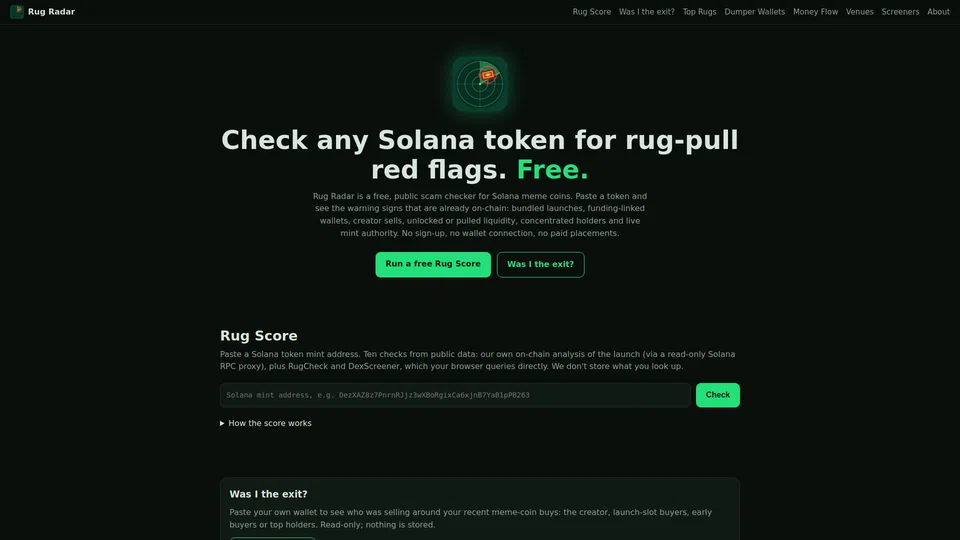 Homepage snapshot at launch