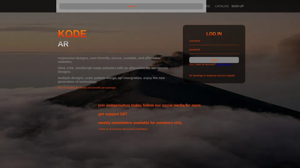 Homepage snapshot at launch