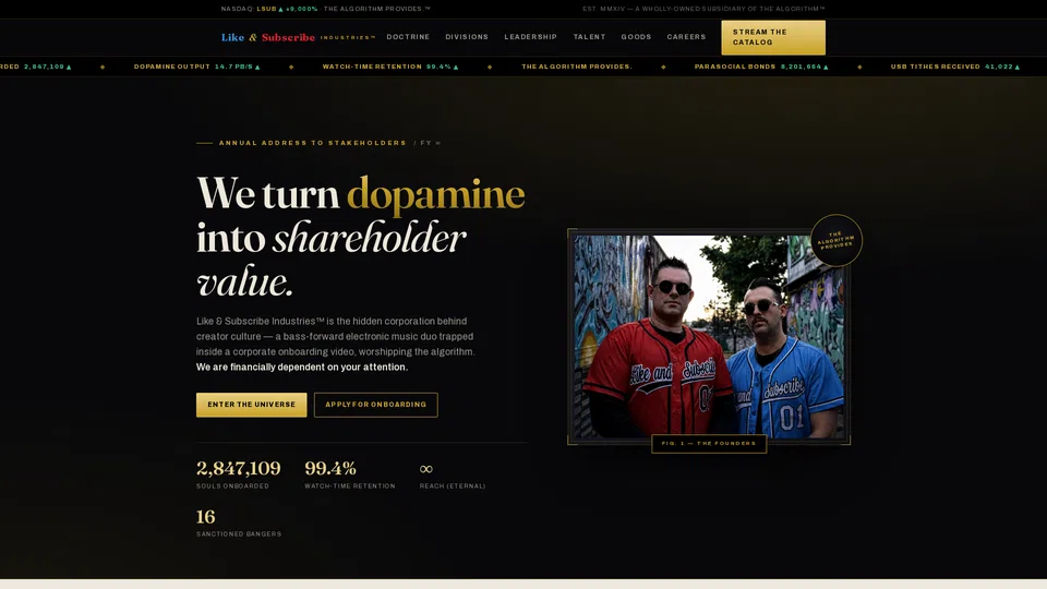 Homepage snapshot at launch