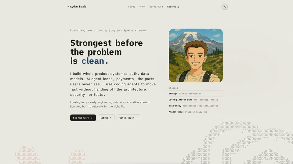 Homepage snapshot at launch