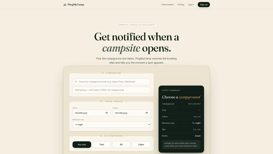 Homepage snapshot at launch