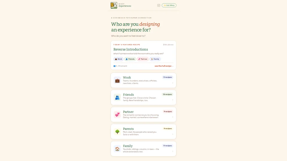 Homepage snapshot at launch