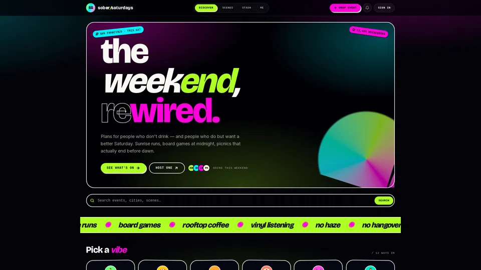 Homepage snapshot at launch