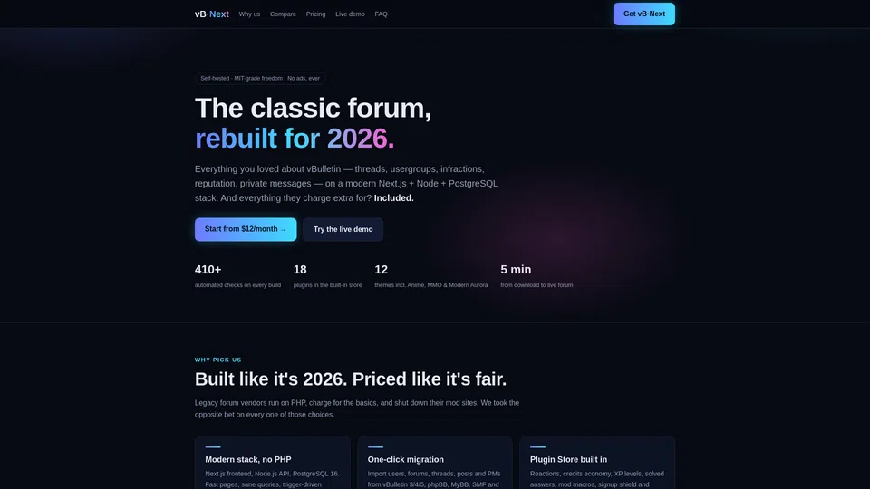 Homepage snapshot at launch