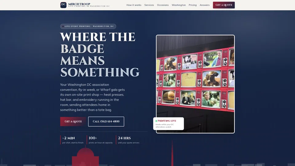 Homepage snapshot at launch