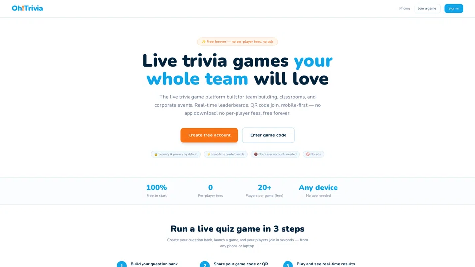 Homepage snapshot at launch