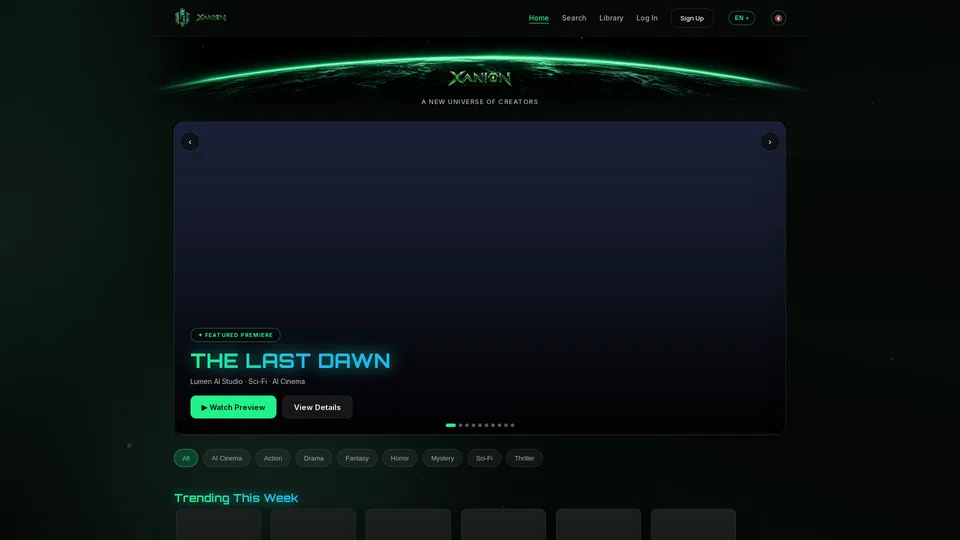 Homepage snapshot at launch