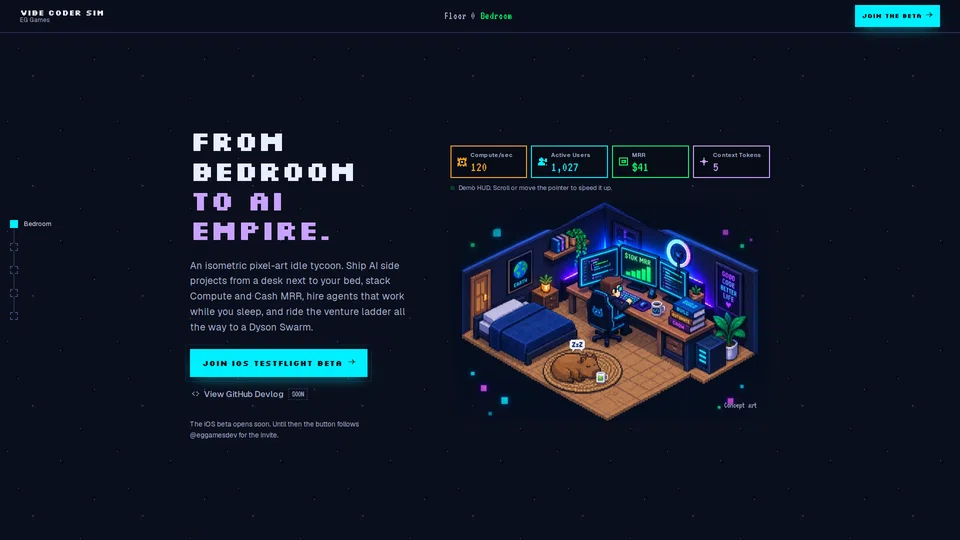 Homepage snapshot at launch