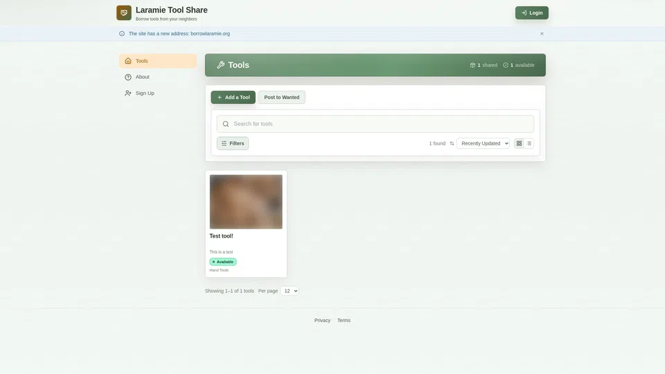 Homepage snapshot at launch