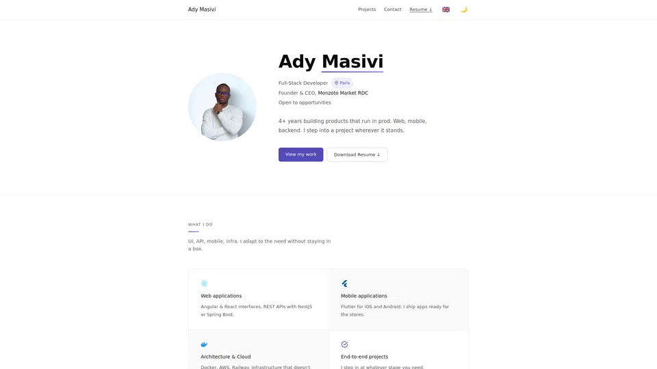 Homepage snapshot at launch