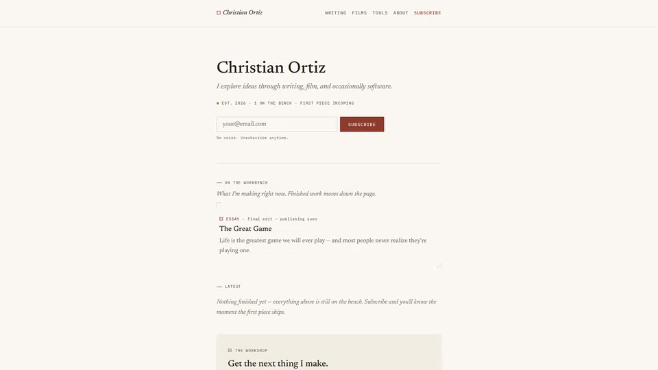 Homepage snapshot at launch