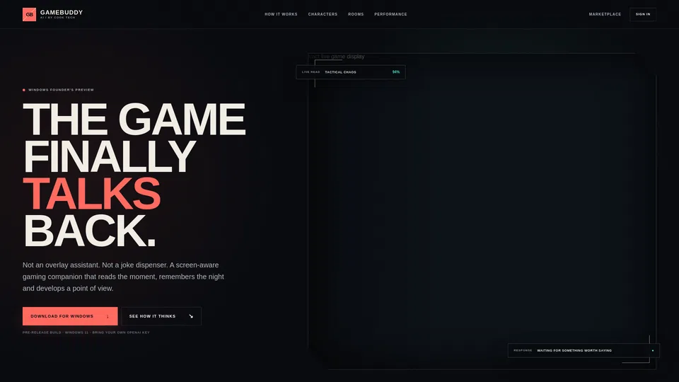 Homepage snapshot at launch