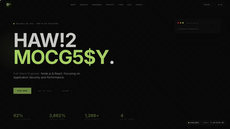 Homepage snapshot at launch