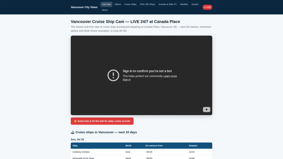 Homepage snapshot at launch