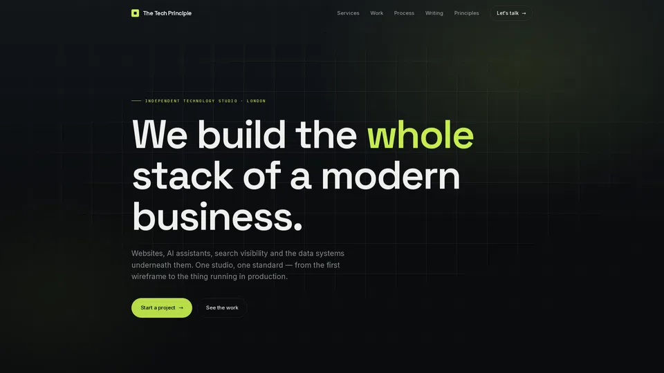 Homepage snapshot at launch