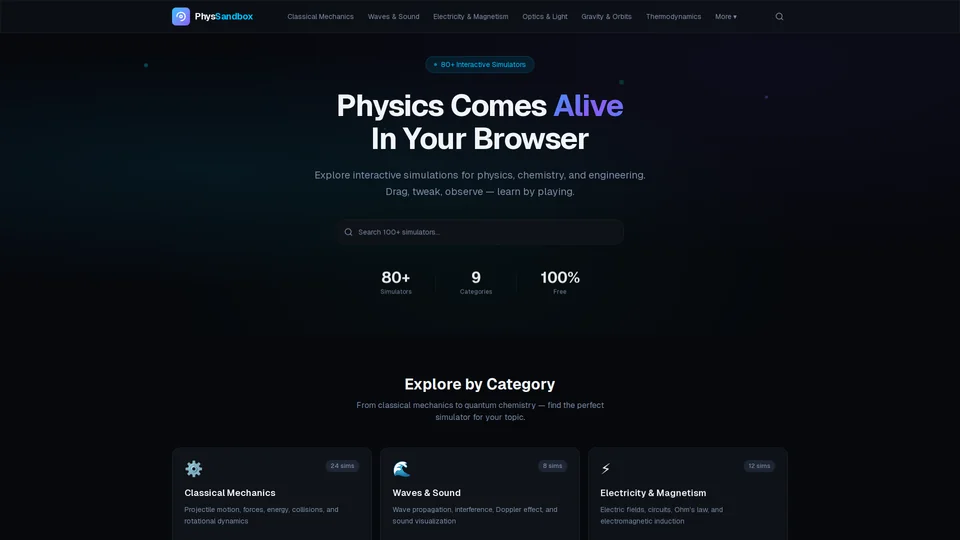 Homepage snapshot at launch