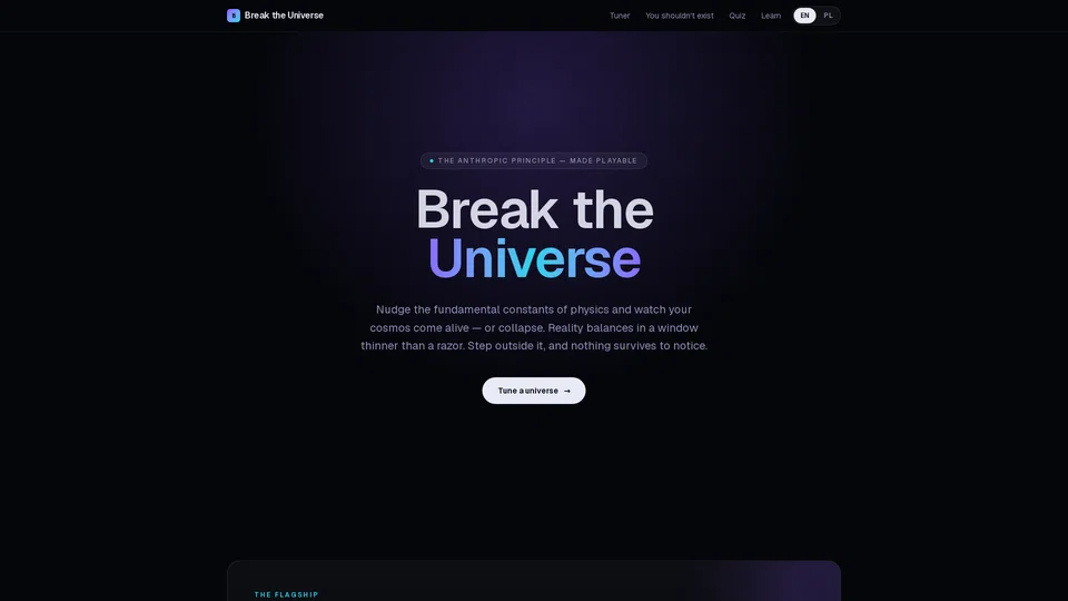 Homepage snapshot at launch