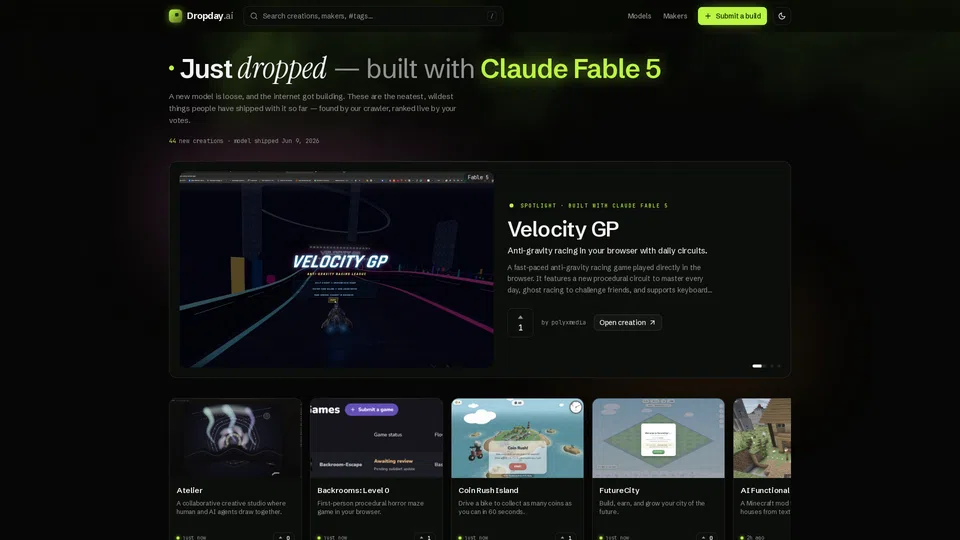 Homepage snapshot at launch