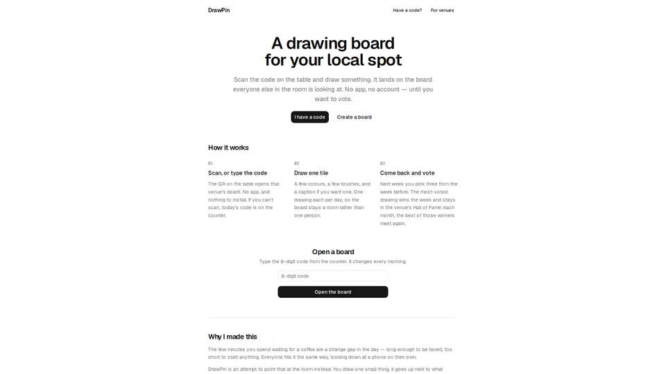 Homepage snapshot at launch