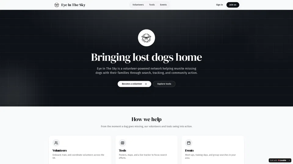 Homepage snapshot at launch