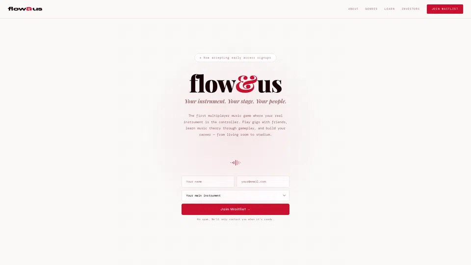 Homepage snapshot at launch