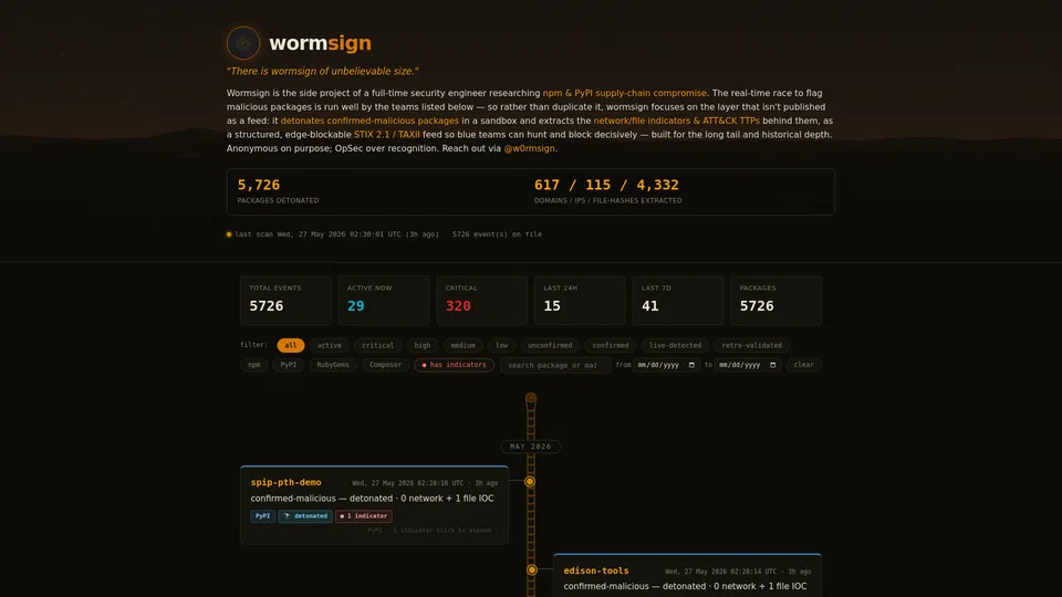 Homepage snapshot at launch