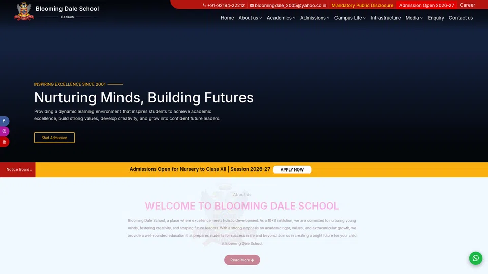 Homepage snapshot at launch