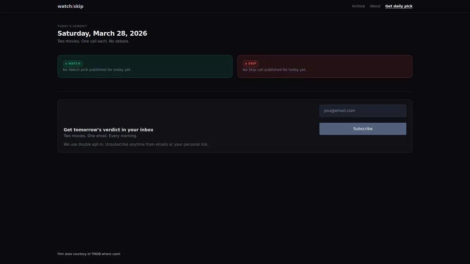 Homepage snapshot at launch