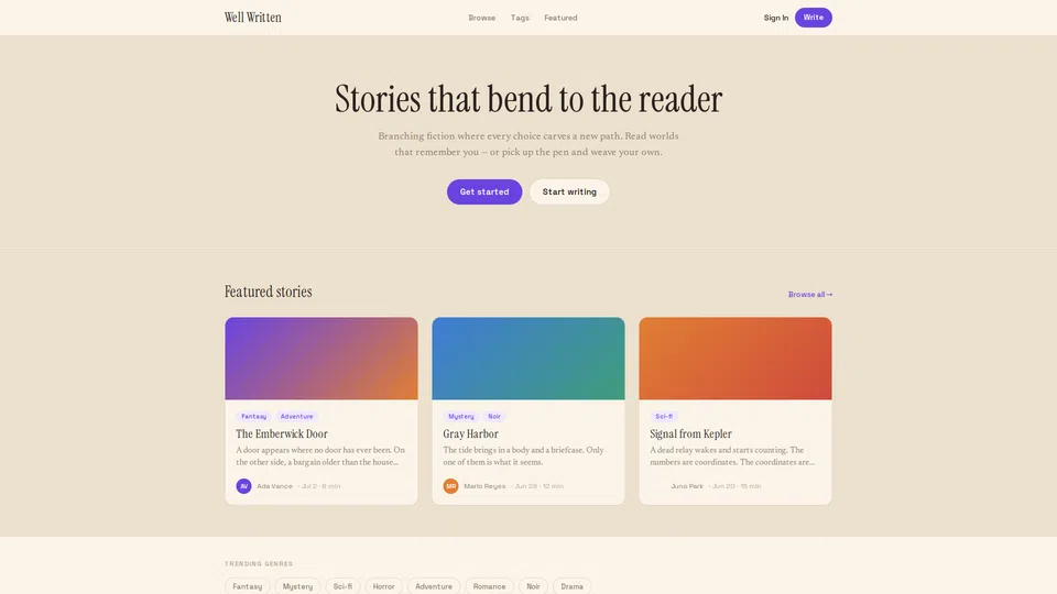 Homepage snapshot at launch