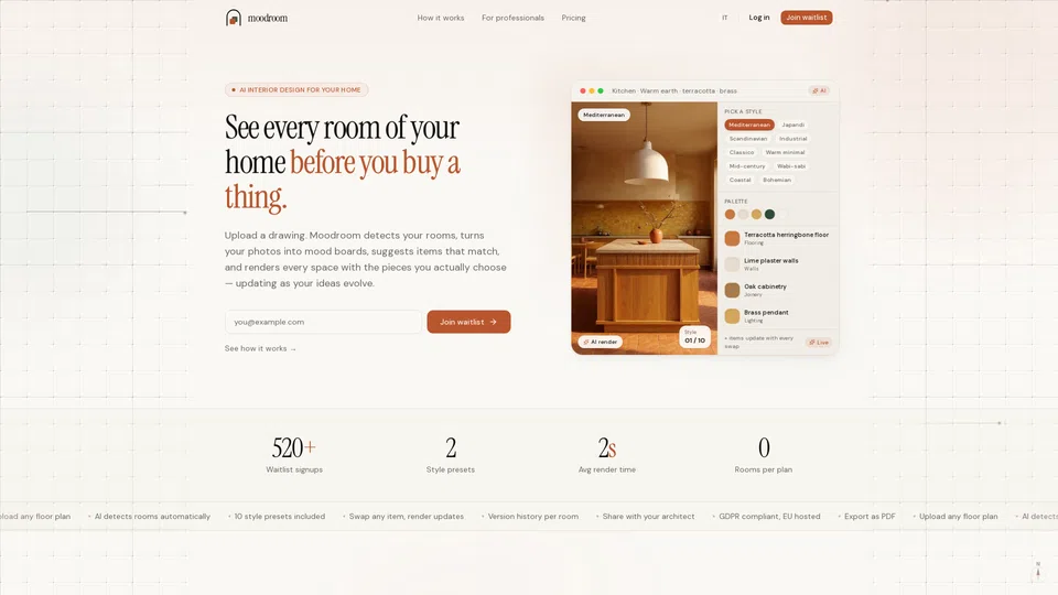 Homepage snapshot at launch