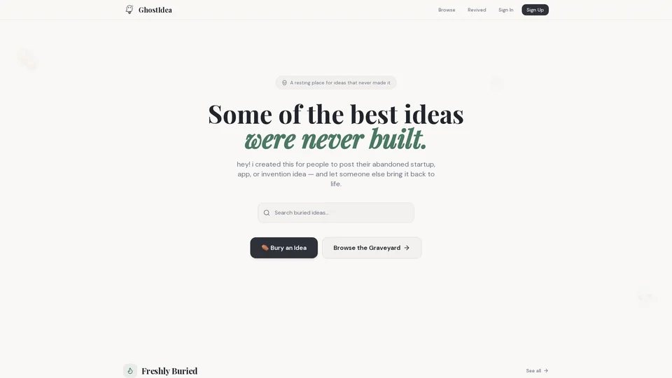 Homepage snapshot at launch