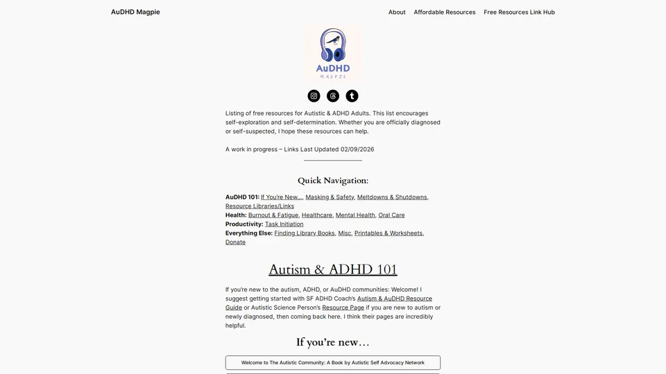 Homepage snapshot at launch