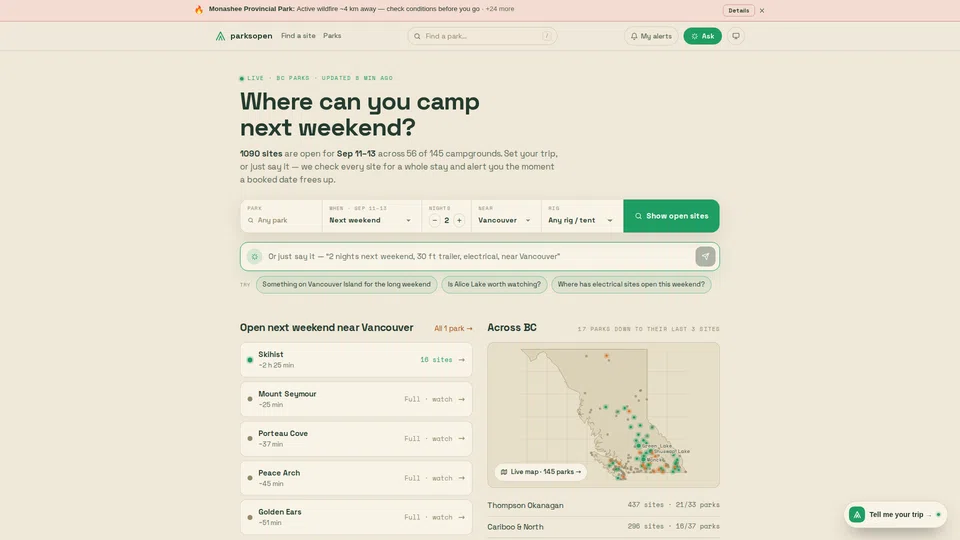 Homepage snapshot at launch