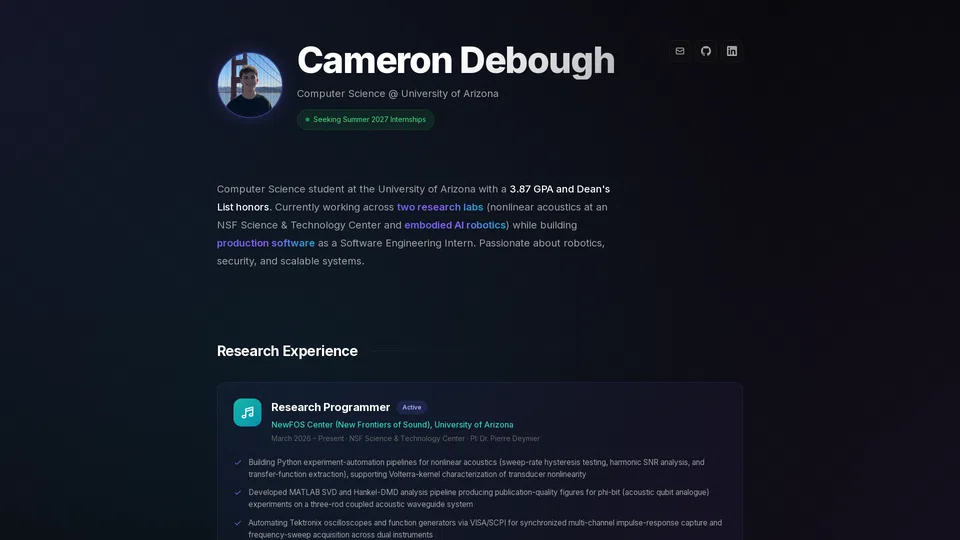 Homepage snapshot at launch