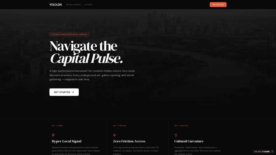 Homepage snapshot at launch