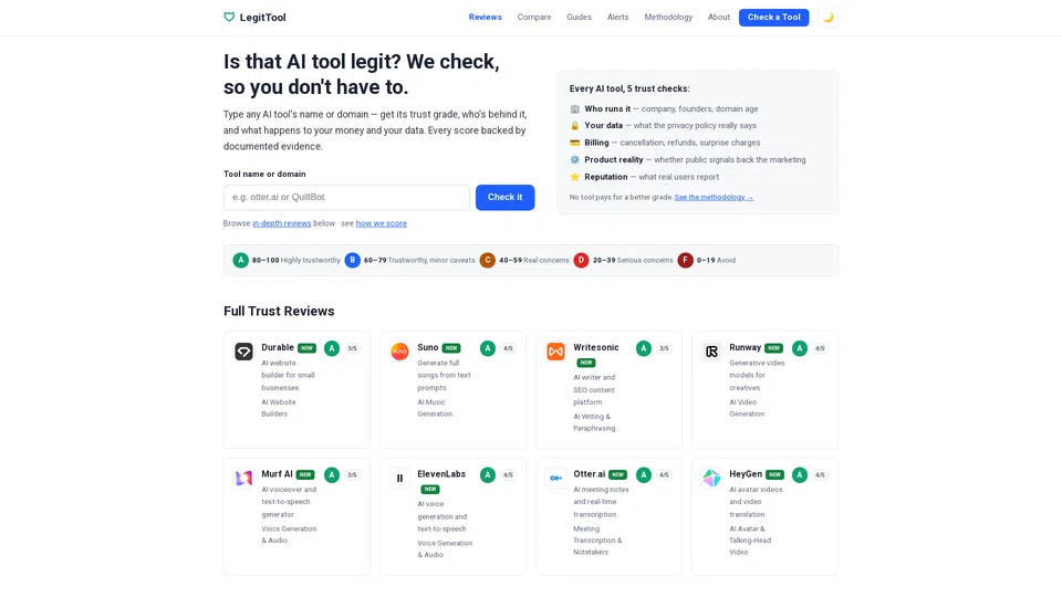 Homepage snapshot at launch