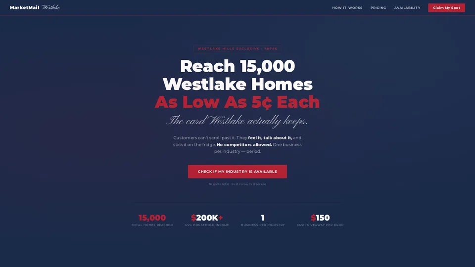 Homepage snapshot at launch