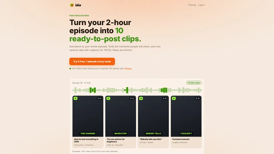 Homepage snapshot at launch
