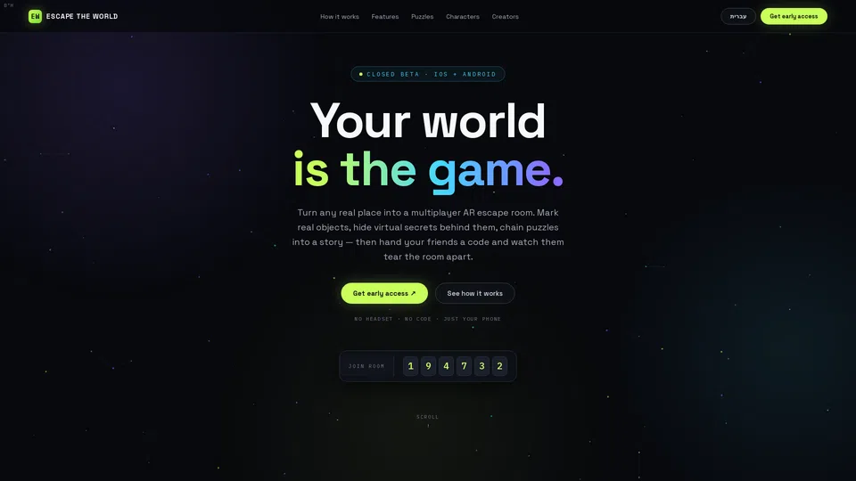 Homepage snapshot at launch