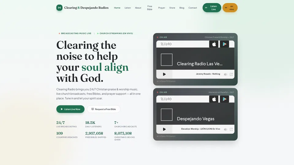 Homepage snapshot at launch