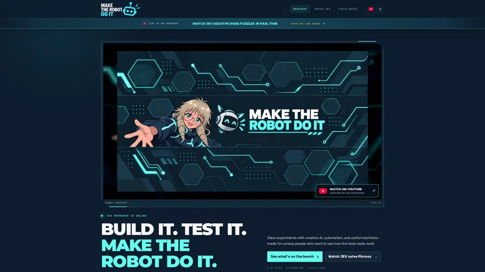 Homepage snapshot at launch
