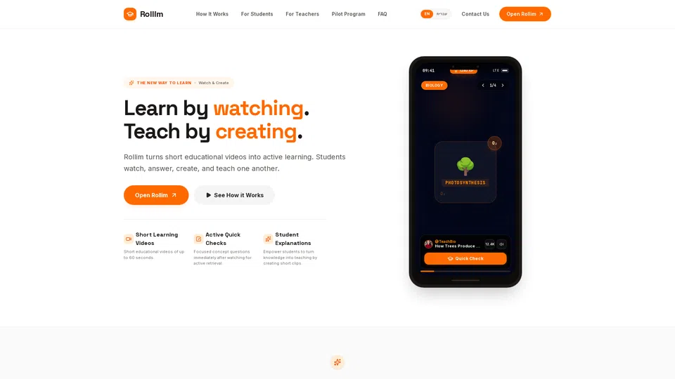 Homepage snapshot at launch