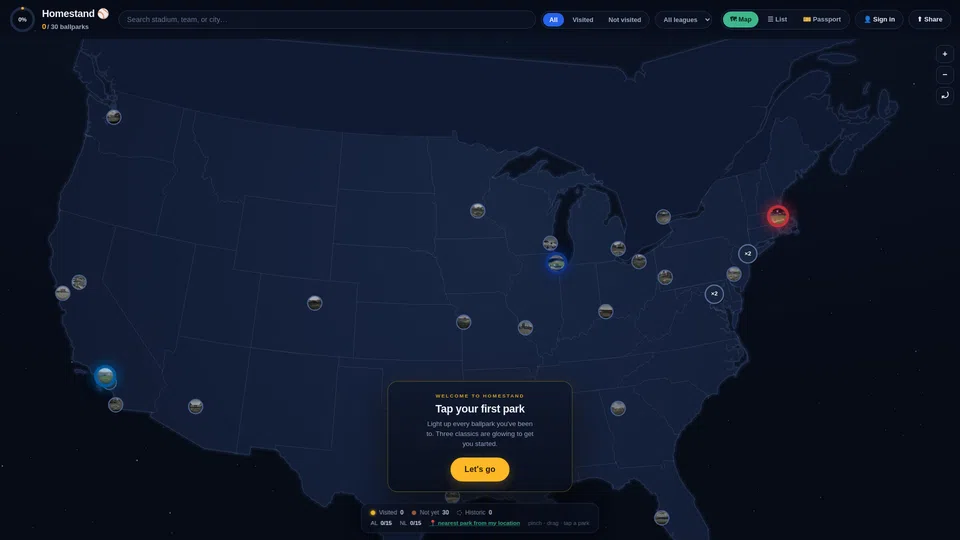 Homepage snapshot at launch
