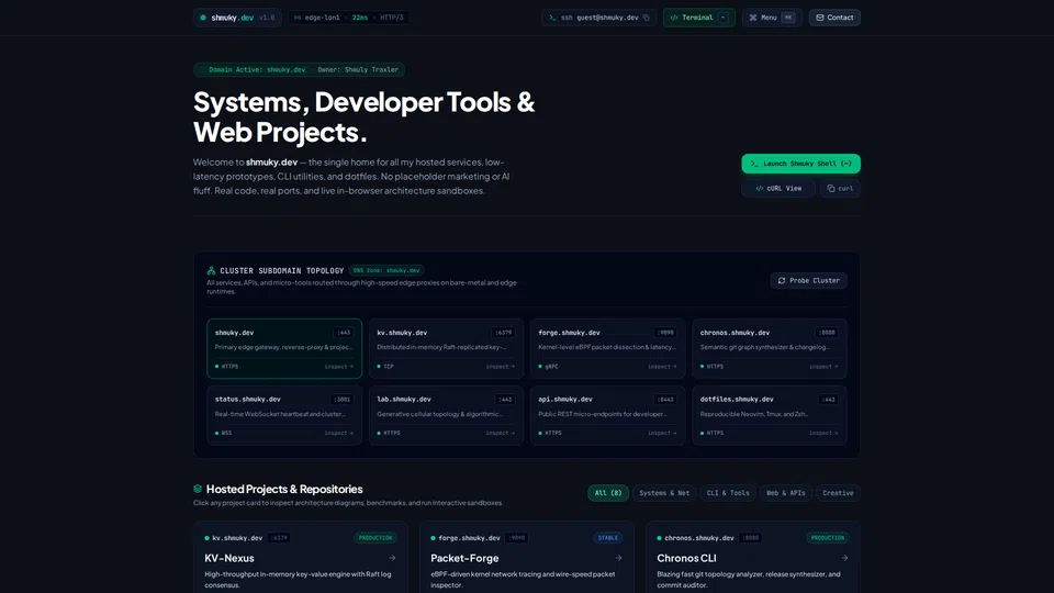 Homepage snapshot at launch