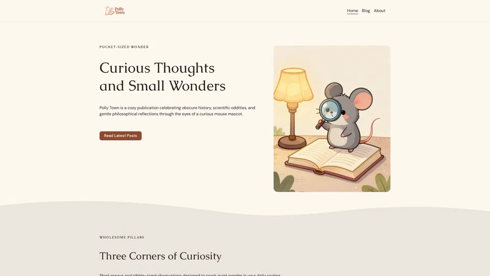 Homepage snapshot at launch